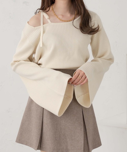 Ambre Neige（アンブルネージュ）の「flare sleeve rib knit / フレアスリーブリブニット（ニット/セーター・レディース・オレンジ/ダークブラウン/アイボリー・FREE）」の8枚目の写真