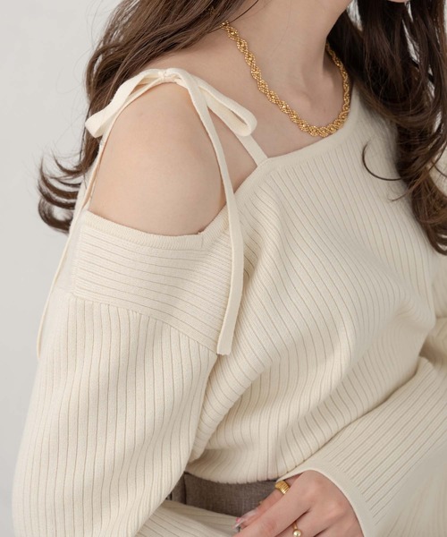 Ambre Neige（アンブルネージュ）の「flare sleeve rib knit / フレアスリーブリブニット（ニット/セーター・レディース・オレンジ/ダークブラウン/アイボリー・FREE）」の11枚目の写真
