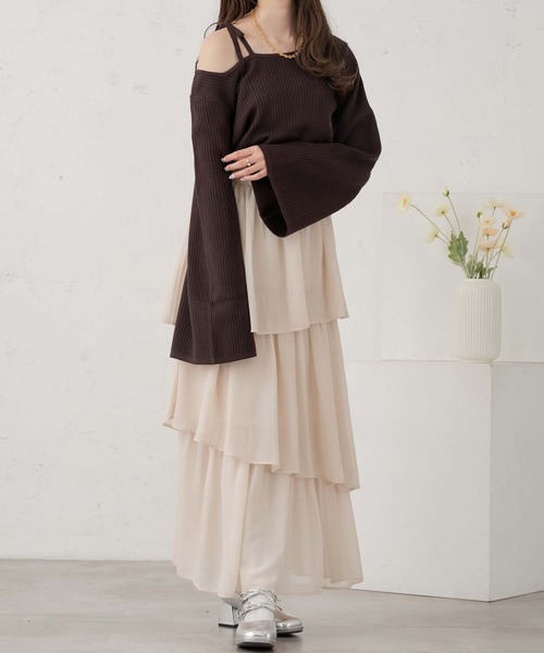 Ambre Neige（アンブルネージュ）の「flare sleeve rib knit / フレアスリーブリブニット（ニット/セーター・レディース・オレンジ/ダークブラウン/アイボリー・FREE）」の14枚目の写真