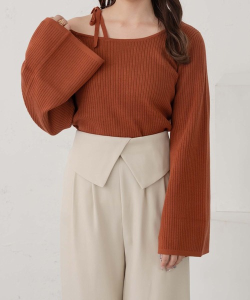 Ambre Neige（アンブルネージュ）の「flare sleeve rib knit / フレアスリーブリブニット（ニット/セーター・レディース・オレンジ/ダークブラウン/アイボリー・FREE）」の15枚目の写真