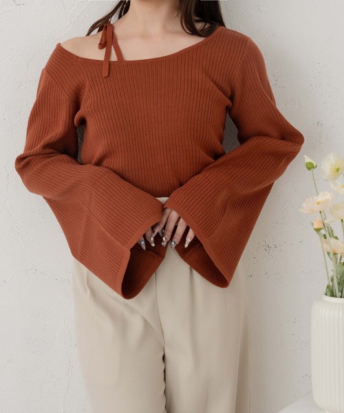 Ambre Neige（アンブルネージュ）の「flare sleeve rib knit / フレアスリーブリブニット（ニット/セーター・レディース・オレンジ/ダークブラウン/アイボリー・FREE）」の19枚目の写真