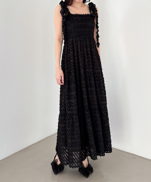 Heather（ヘザー）の「ジャガードフリルキャミワンピース　326090（ワンピース・レディース・ベージュ/ブラック/アイボリー・FREE）」の3枚目の写真