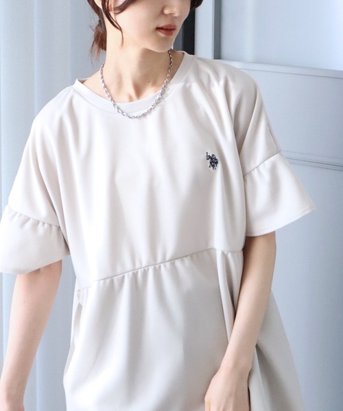U.S. POLO ASSN.(ユーエスポロアッスン)の「【U.S. POLO ASSN./ユーエスポロアッスン】スムース ギャザープルオーバー(Tシャツ/カットソー・レディース・ネイビー/エメラルド/アイボリー・M/LL/L)」の6枚目の写真