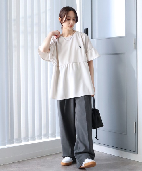 U.S. POLO ASSN.(ユーエスポロアッスン)の「【U.S. POLO ASSN./ユーエスポロアッスン】スムース ギャザープルオーバー(Tシャツ/カットソー・レディース・ネイビー/エメラルド/アイボリー・M/LL/L)」の10枚目の写真