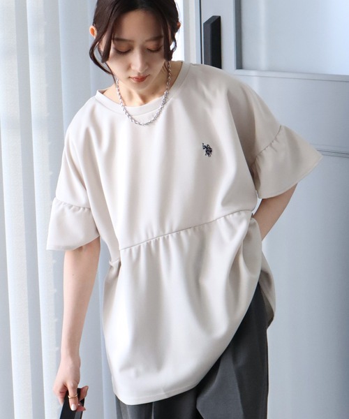 U.S. POLO ASSN.(ユーエスポロアッスン)の「【U.S. POLO ASSN./ユーエスポロアッスン】スムース ギャザープルオーバー(Tシャツ/カットソー・レディース・ネイビー/エメラルド/アイボリー・M/LL/L)」の5枚目の写真