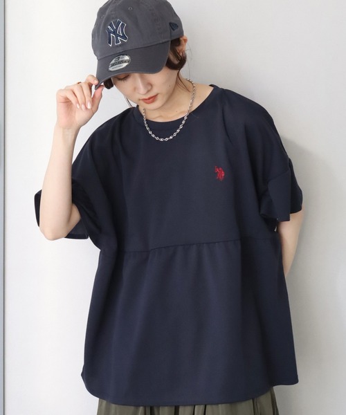 U.S. POLO ASSN.(ユーエスポロアッスン)の「【U.S. POLO ASSN./ユーエスポロアッスン】スムース ギャザープルオーバー(Tシャツ/カットソー・レディース・ネイビー/エメラルド/アイボリー・M/LL/L)」の11枚目の写真