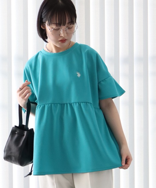 U.S. POLO ASSN.(ユーエスポロアッスン)の「【U.S. POLO ASSN./ユーエスポロアッスン】スムース ギャザープルオーバー(Tシャツ/カットソー・レディース・ネイビー/エメラルド/アイボリー・M/LL/L)」の15枚目の写真