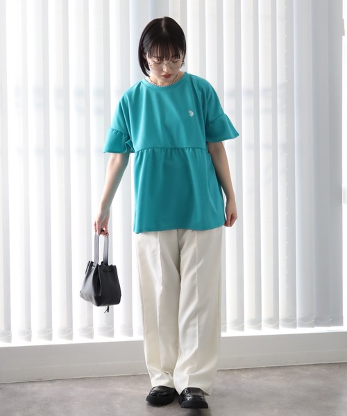 U.S. POLO ASSN.(ユーエスポロアッスン)の「【U.S. POLO ASSN./ユーエスポロアッスン】スムース ギャザープルオーバー(Tシャツ/カットソー・レディース・ネイビー/エメラルド/アイボリー・M/LL/L)」の17枚目の写真