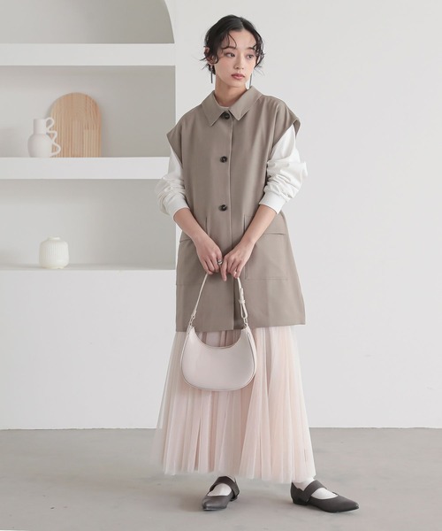 n'OrLABEL(ノアールレーベル)の「『ベルト付きジレ』(ベスト・レディース・グレイッシュベージュ/チャコール・2/1)」の9枚目の写真