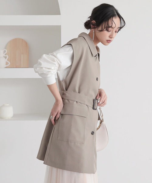 n'OrLABEL(ノアールレーベル)の「『ベルト付きジレ』(ベスト・レディース・グレイッシュベージュ/チャコール・2/1)」の4枚目の写真