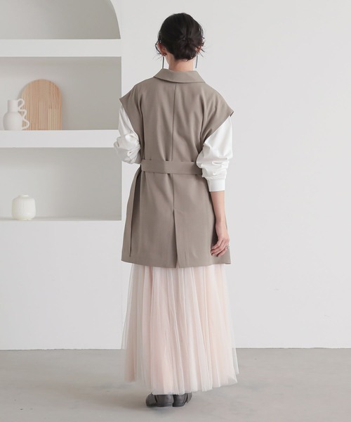 n'OrLABEL(ノアールレーベル)の「『ベルト付きジレ』(ベスト・レディース・グレイッシュベージュ/チャコール・2/1)」の8枚目の写真