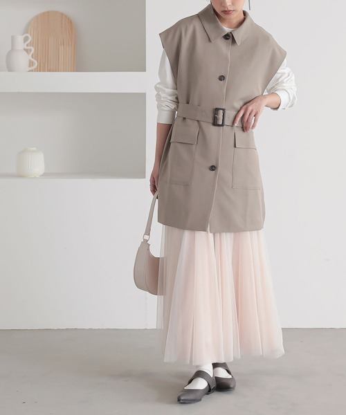 n'OrLABEL(ノアールレーベル)の「『ベルト付きジレ』(ベスト・レディース・グレイッシュベージュ/チャコール・2/1)」の7枚目の写真