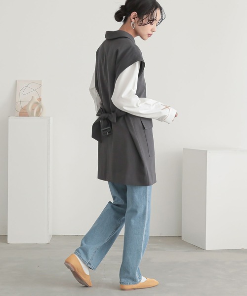 n'OrLABEL(ノアールレーベル)の「『ベルト付きジレ』(ベスト・レディース・グレイッシュベージュ/チャコール・2/1)」の14枚目の写真