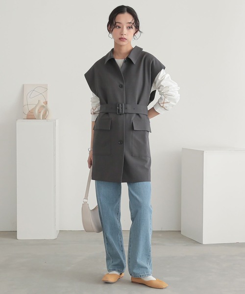 n'OrLABEL(ノアールレーベル)の「『ベルト付きジレ』(ベスト・レディース・グレイッシュベージュ/チャコール・2/1)」の13枚目の写真