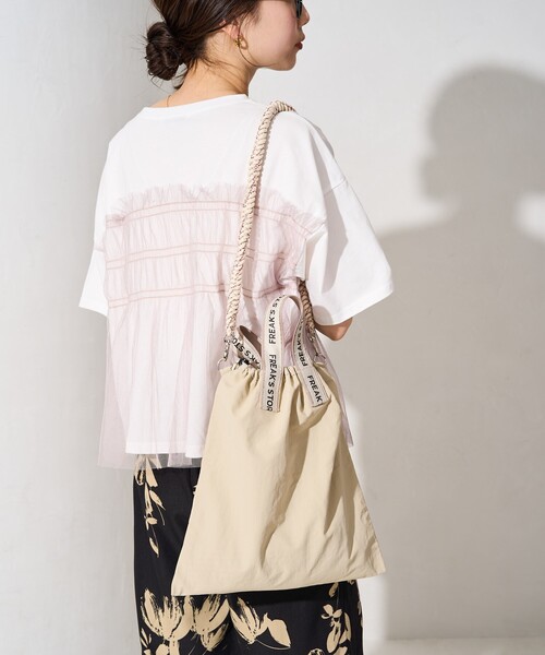 FREAK'S STORE（フリークスストア）の「限定展開　FREAK'S STORE テープ 巾着 バッグ（ハンドバッグ・レディース・ベージュ/ブラック/オリーブ・ONE SIZE）」の9枚目の写真