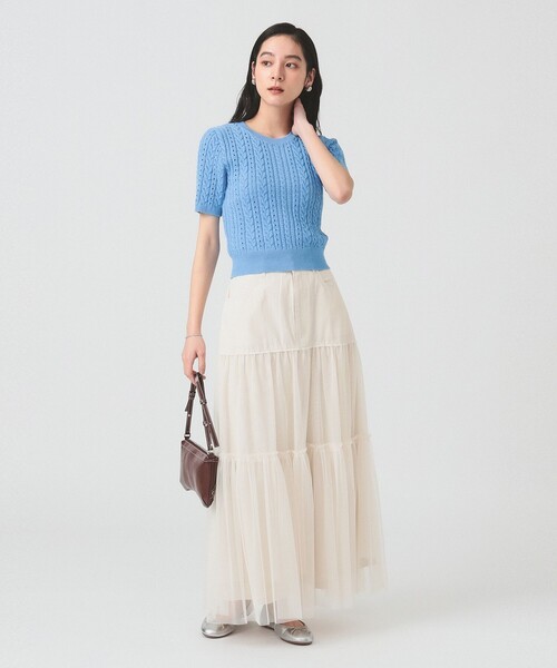 Ray BEAMS（レイビームス）の「ケーブル クルーネック ニット（ニット/セーター・レディース・ライトブルー/ピンク/オフホワイト・ONE SIZE）」の4枚目の写真