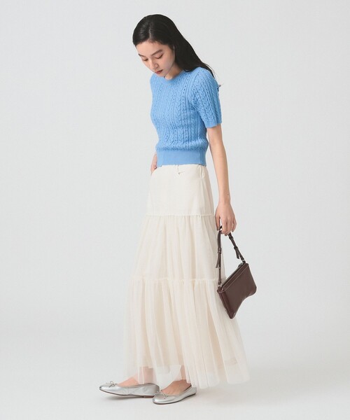 Ray BEAMS（レイビームス）の「ケーブル クルーネック ニット（ニット/セーター・レディース・ライトブルー/ピンク/オフホワイト・ONE SIZE）」の5枚目の写真