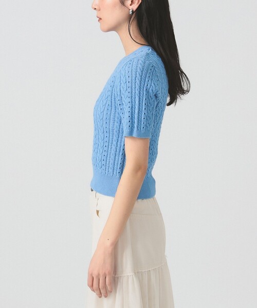 Ray BEAMS（レイビームス）の「ケーブル クルーネック ニット（ニット/セーター・レディース・ライトブルー/ピンク/オフホワイト・ONE SIZE）」の9枚目の写真