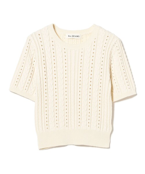 Ray BEAMS（レイビームス）の「ケーブル クルーネック ニット（ニット/セーター・レディース・ライトブルー/ピンク/オフホワイト・ONE SIZE）」の14枚目の写真