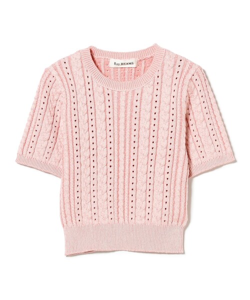 Ray BEAMS（レイビームス）の「ケーブル クルーネック ニット（ニット/セーター・レディース・ライトブルー/ピンク/オフホワイト・ONE SIZE）」の19枚目の写真