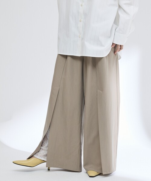 Firsthand（ファーストハンド）の「Firsthand/ファーストハンド レース×ストライプ スプリットワイドパンツ（スラックス・レディース・チャコールグレー/グレー・S/M）」の8枚目の写真