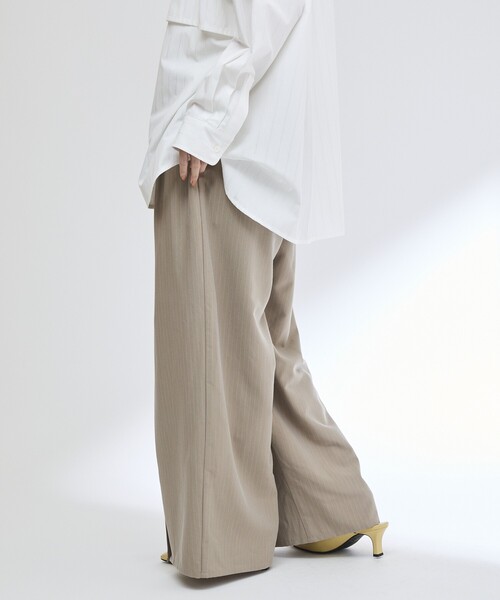 Firsthand（ファーストハンド）の「Firsthand/ファーストハンド レース×ストライプ スプリットワイドパンツ（スラックス・レディース・チャコールグレー/グレー・S/M）」の9枚目の写真