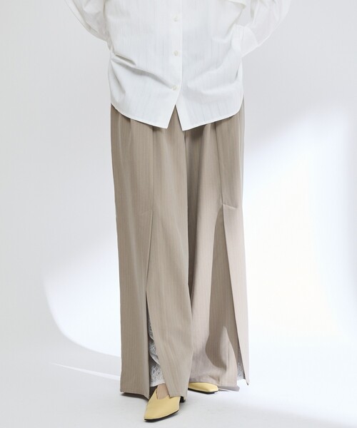 Firsthand（ファーストハンド）の「Firsthand/ファーストハンド レース×ストライプ スプリットワイドパンツ（スラックス・レディース・チャコールグレー/グレー・S/M）」の13枚目の写真