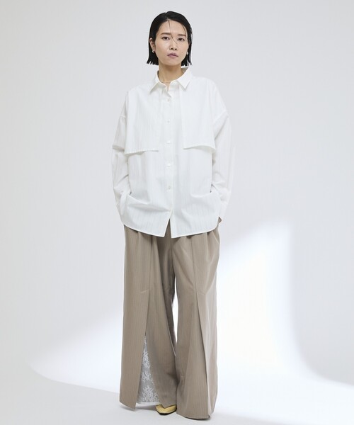 Firsthand（ファーストハンド）の「Firsthand/ファーストハンド レース×ストライプ スプリットワイドパンツ（スラックス・レディース・チャコールグレー/グレー・S/M）」の14枚目の写真