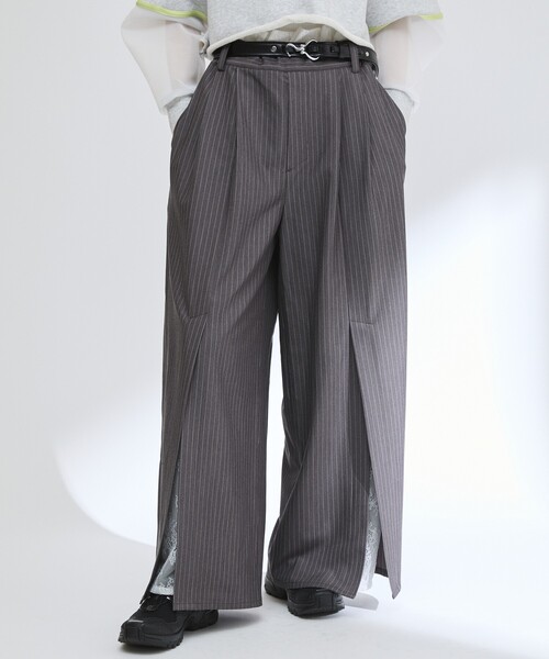 Firsthand（ファーストハンド）の「Firsthand/ファーストハンド レース×ストライプ スプリットワイドパンツ（スラックス・レディース・チャコールグレー/グレー・S/M）」の21枚目の写真