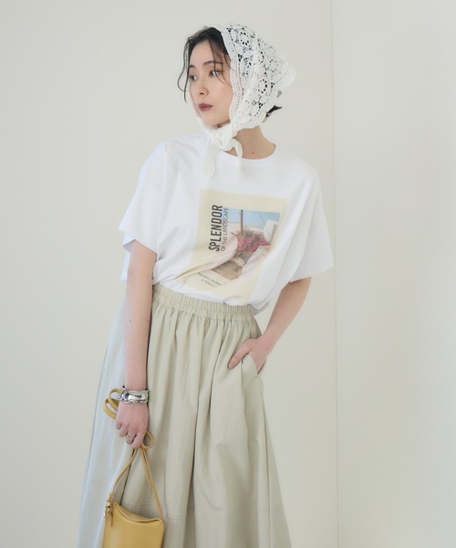 Paradise Picnic（パラダイスピクニック）の「Dignite Collier ワイドフォトT（Tシャツ/カットソー・レディース・ホワイト/チャコールグレー・FREE）」の22枚目の写真