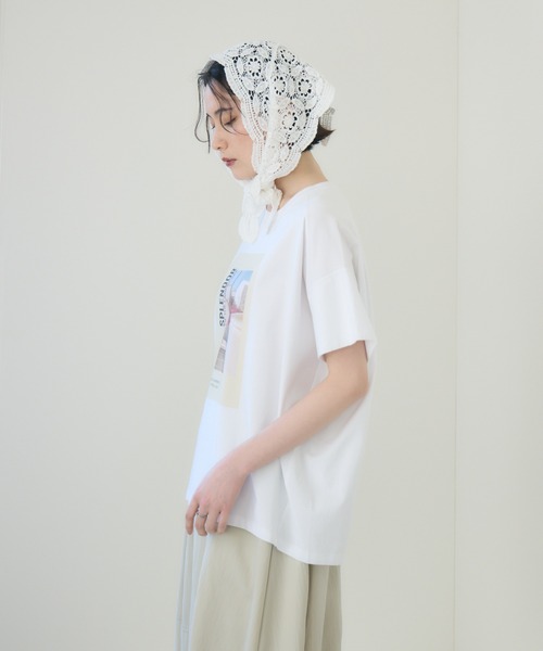 Paradise Picnic（パラダイスピクニック）の「Dignite Collier ワイドフォトT（Tシャツ/カットソー・レディース・ホワイト/チャコールグレー・FREE）」の10枚目の写真