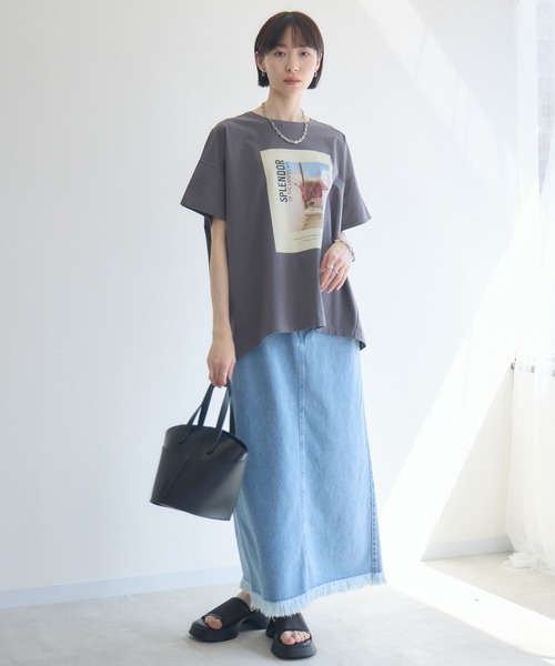 Paradise Picnic（パラダイスピクニック）の「Dignite Collier ワイドフォトT（Tシャツ/カットソー・レディース・ホワイト/チャコールグレー・FREE）」の5枚目の写真