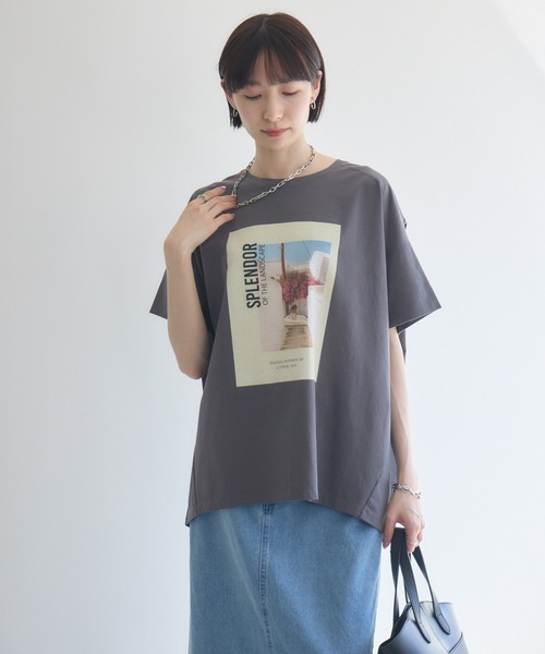 Paradise Picnic（パラダイスピクニック）の「Dignite Collier ワイドフォトT（Tシャツ/カットソー・レディース・ホワイト/チャコールグレー・FREE）」の7枚目の写真