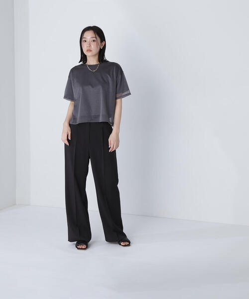NATURAL BEAUTY BASIC(ナチュラルビューティーベーシック)の「◇ 【Oggi掲載】グロッシーシアーレイヤードTシャツ(Tシャツ/カットソー・レディース・チャコールグレー/オフホワイト/ブラウン・FREE)」の11枚目の写真