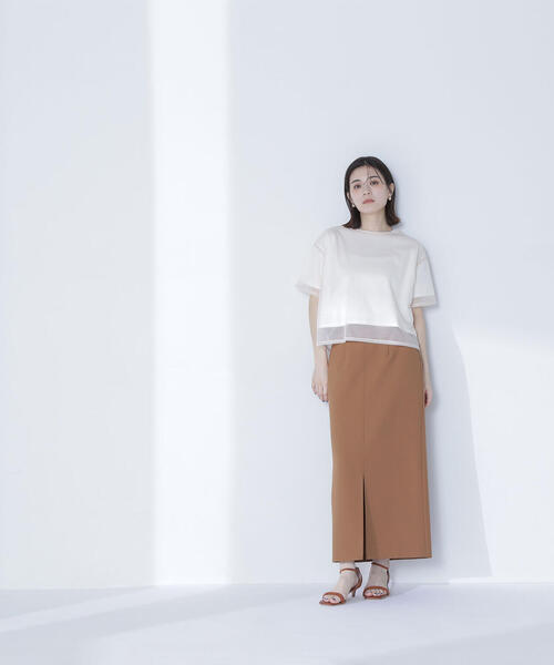 NATURAL BEAUTY BASIC(ナチュラルビューティーベーシック)の「◇ 【Oggi掲載】グロッシーシアーレイヤードTシャツ(Tシャツ/カットソー・レディース・チャコールグレー/オフホワイト/ブラウン・FREE)」の17枚目の写真