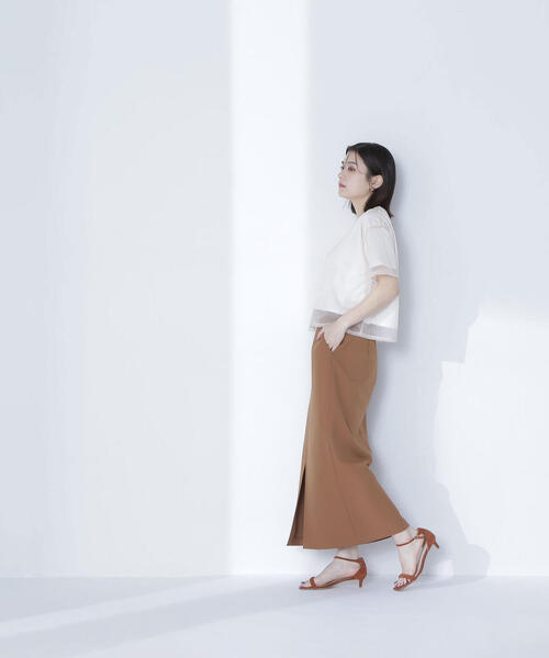 NATURAL BEAUTY BASIC(ナチュラルビューティーベーシック)の「◇ 【Oggi掲載】グロッシーシアーレイヤードTシャツ(Tシャツ/カットソー・レディース・チャコールグレー/オフホワイト/ブラウン・FREE)」の18枚目の写真