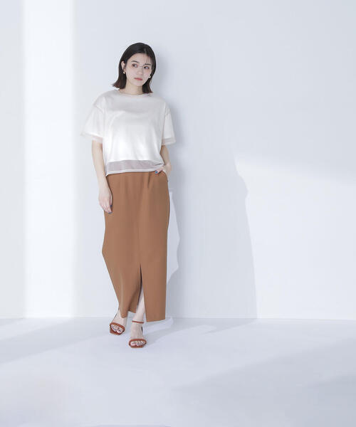 NATURAL BEAUTY BASIC(ナチュラルビューティーベーシック)の「◇ 【Oggi掲載】グロッシーシアーレイヤードTシャツ(Tシャツ/カットソー・レディース・チャコールグレー/オフホワイト/ブラウン・FREE)」の20枚目の写真