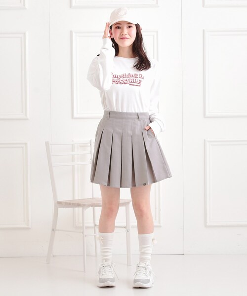 PINK-latte(ピンクラテ)の「インパンプリーツ無地スカート(スカート・キッズ・グレー/ブラック/ライトベージュ・13/14/15 /16)」の14枚目の写真