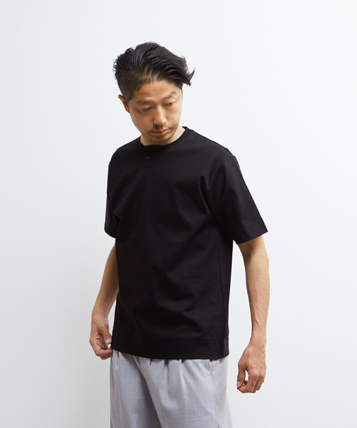 MEN'S MELROSE(メンズメルローズ)の「マーセライズポンチ1BTヘンリーネックハーフスリーブ(Tシャツ/カットソー・メンズ・ベージュ/ホワイト/ブラック・2/3/4)」の3枚目の写真