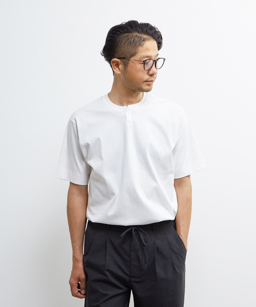 MEN'S MELROSE(メンズメルローズ)の「マーセライズポンチ1BTヘンリーネックハーフスリーブ(Tシャツ/カットソー・メンズ・ベージュ/ホワイト/ブラック・2/3/4)」の13枚目の写真