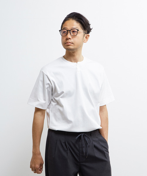 MEN'S MELROSE(メンズメルローズ)の「マーセライズポンチ1BTヘンリーネックハーフスリーブ(Tシャツ/カットソー・メンズ・ベージュ/ホワイト/ブラック・2/3/4)」の14枚目の写真
