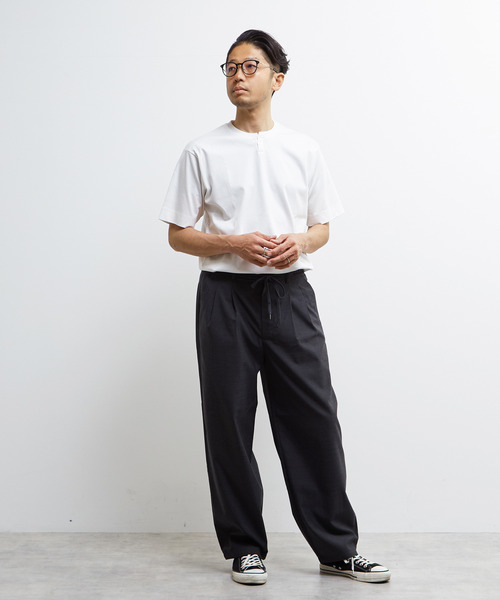 MEN'S MELROSE(メンズメルローズ)の「マーセライズポンチ1BTヘンリーネックハーフスリーブ(Tシャツ/カットソー・メンズ・ベージュ/ホワイト/ブラック・2/3/4)」の15枚目の写真