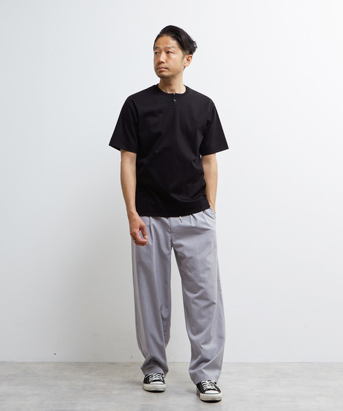 MEN'S MELROSE(メンズメルローズ)の「マーセライズポンチ1BTヘンリーネックハーフスリーブ(Tシャツ/カットソー・メンズ・ベージュ/ホワイト/ブラック・2/3/4)」の5枚目の写真