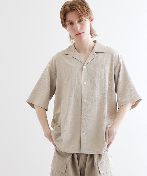 tk.TAKEO KIKUCHI（ティーケータケオキクチ）の「◆楊柳オープンカラーシャツ（シャツ/ブラウス・メンズ・ライトグレー/ブラック/ダークブラウン/ブルー・02/03/04）」の9枚目の写真