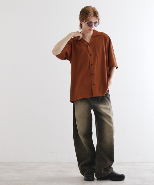 tk.TAKEO KIKUCHI（ティーケータケオキクチ）の「◆楊柳オープンカラーシャツ（シャツ/ブラウス・メンズ・ライトグレー/ブラック/ダークブラウン/ブルー・02/03/04）」の19枚目の写真