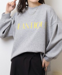 EGLANTINE フロッキー加工ロゴカットソー 長袖ダンボールプルオーバー