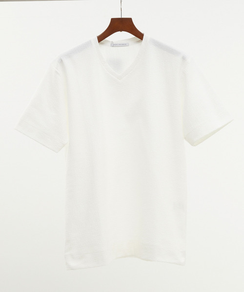 MEN'S MELROSE（メンズメルローズ）の「モザイクリンクスVネックハーフスリーブTシャツ（Tシャツ/カットソー・メンズ・チャコールグレー/ホワイト/ネイビー・4/2/3）」の5枚目の写真