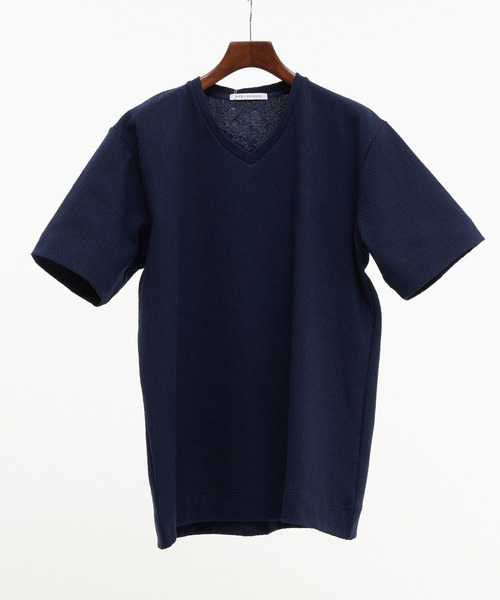 MEN'S MELROSE（メンズメルローズ）の「モザイクリンクスVネックハーフスリーブTシャツ（Tシャツ/カットソー・メンズ・チャコールグレー/ホワイト/ネイビー・4/2/3）」の9枚目の写真