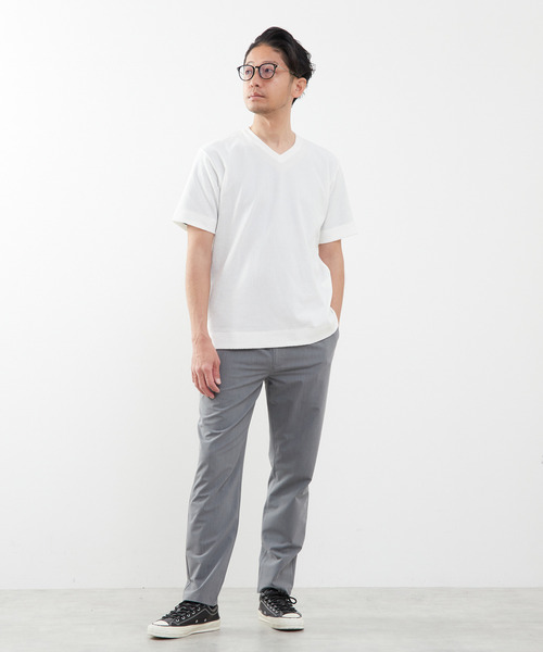 MEN'S MELROSE（メンズメルローズ）の「モザイクリンクスVネックハーフスリーブTシャツ（Tシャツ/カットソー・メンズ・チャコールグレー/ホワイト/ネイビー・4/2/3）」の13枚目の写真