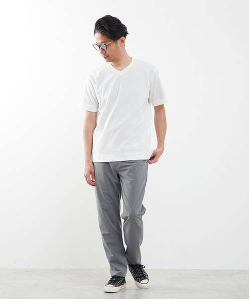 MEN'S MELROSE（メンズメルローズ）の「モザイクリンクスVネックハーフスリーブTシャツ（Tシャツ/カットソー・メンズ・チャコールグレー/ホワイト/ネイビー・4/2/3）」の14枚目の写真